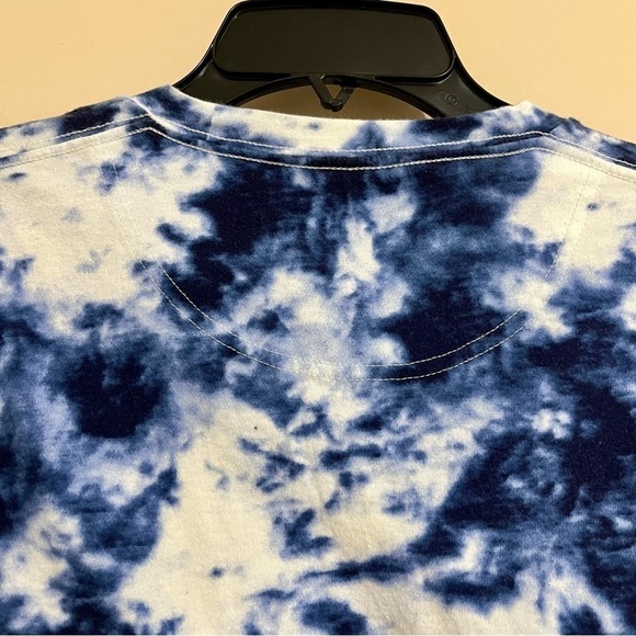 HOLLISTER Dark Blue/White Tie Dye Long Sleeve Curved Hem Tee 100% Cotton Size XS - Picture 7 of 12